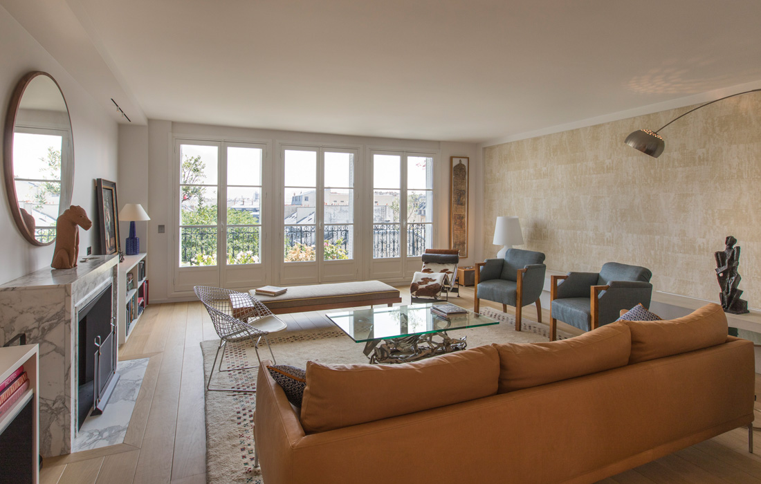 Salon-Appartement Sainte-Clotilde-FELD Architecture-Architecte à Paris